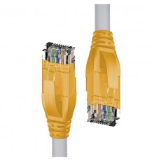 Патчкорд прямой 0.5m UTP кат.5e, серый, желтые коннекторы, 24 AWG, литой, ethernet high speed 1 Гбит/с, RJ45, T568B                                                                                                                                       