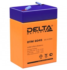 Батарея DELTA серия DTM, DTM 6045, напряжение 6В, емкость 4.5Ач (разряд 20 часов),  макс. ток разряда (5 сек.) 67.5А, макс. ток заряда 1.32А, свинцово-кислотная типа AGM, клеммы F1, ДxШxВ 70х47х101мм., вес 0.78кг., срок службы 6 лет./ Battery DELTA s