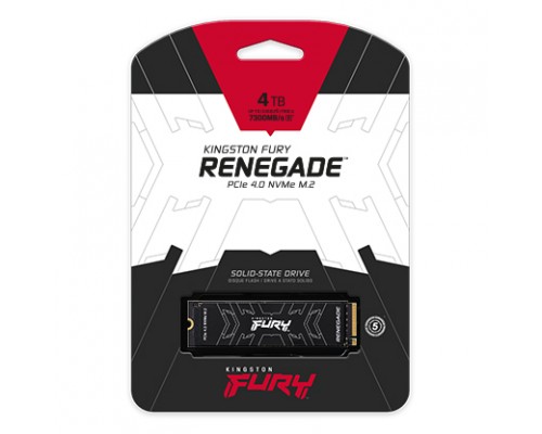 Накопитель Kingston SSD Fury Renegade, 4000GB, M.2 22x80mm, NVMe, PCIe 4.0 x4, 3D TLC, R/W 7300/7000MB/s, IOPs 1 000 000/1 000 000, TBW 4000, DWPD 0.55, with Heat Spreader (5 лет)