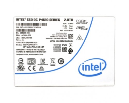 Твердотельный накопитель Intel SSD DC P4510 Series (2.0TB, 2.5in PCIe 3.1 x4, 3D2, TLC), 959393