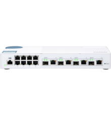QNAP QSW-M408-4C 10 Gbps managed switch with 4 SFP + ports, combined with RJ-45, 8 1 Gbps RJ-45 ports, bandwidth up to 96 Gbps, JumboFrame support.                                                                                                       