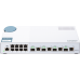 QNAP QSW-M408-4C 10 Gbps managed switch with 4 SFP + ports, combined with RJ-45, 8 1 Gbps RJ-45 ports, bandwidth up to 96 Gbps, JumboFrame support.