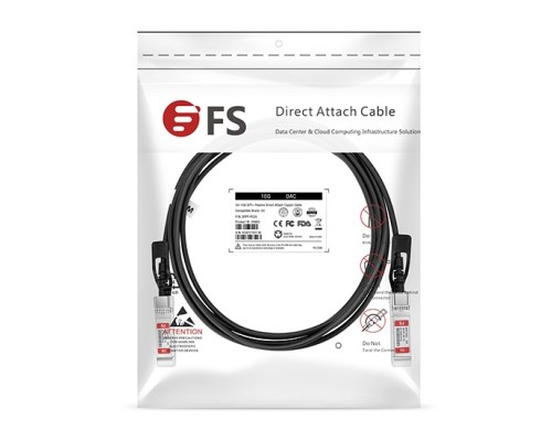 Твинаксиальный медный кабель/ 1.5m (5ft) FS for Mellanox MCP21J3-X01AA Compatible 10G SFP+ Passive Direct Attach Copper Twinax Cable P/N
