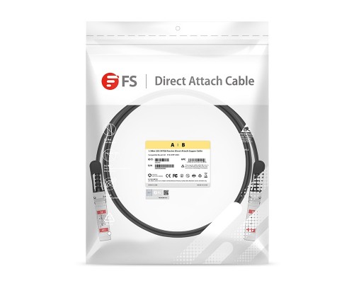 Твинаксиальный медный кабель/ 1.5m (5ft) FS for Mellanox MCP2M00-A01A Compatible 25G SFP28 Passive Direct Attach Copper Twinax Cable P/N