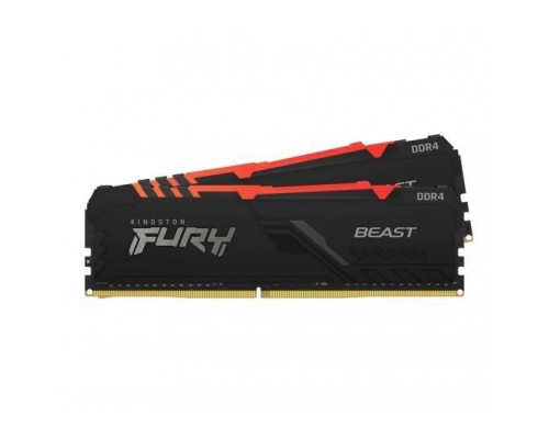Модуль памяти KINGSTON Fury Beast Gaming DDR4 Общий объём памяти 16Гб Module capacity 8Гб Количество 2 3200 МГц Радиатор Множитель частоты шины 16 1.35 В RGB черный KF432C16BBAK2/16