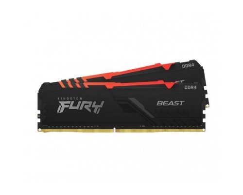 Модуль памяти KINGSTON Fury Beast Gaming DDR4 Общий объём памяти 16Гб Module capacity 8Гб Количество 2 3600 МГц Радиатор Множитель частоты шины 17 1.35 В RGB черный KF436C17BBAK2/16