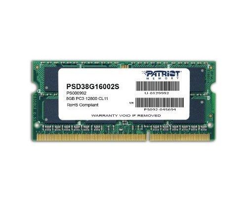 Модуль памяти для ноутбука SODIMM 8GB PC12800 DDR3 PSD38G16002S PATRIOT