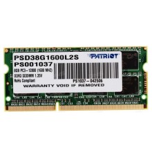 Модуль памяти для ноутбука SODIMM 8GB PC12800 DDR3L PSD38G1600L2S PATRIOT                                                                                                                                                                                 