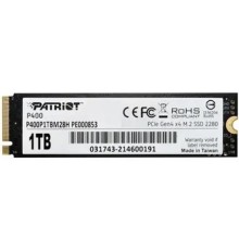 Жесткий диск SSD PATRIOT P400 1Тб M.2 PCIe Gen4 NVMe 3D NAND Скорость записи 4800 Мб/сек. Скорость чтения 5000 Мб/сек. 3.58mm TBW 800 Тб P400P1TBM28H                                                                                                     