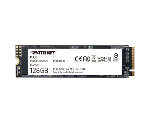 Жесткий диск SSD PATRIOT P300 128Гб M.2 Наличие PCIE 3D NAND Скорость записи 600 Мб/сек. Скорость чтения 1600 Мб/сек. TBW 60 Тб P300P128GM28