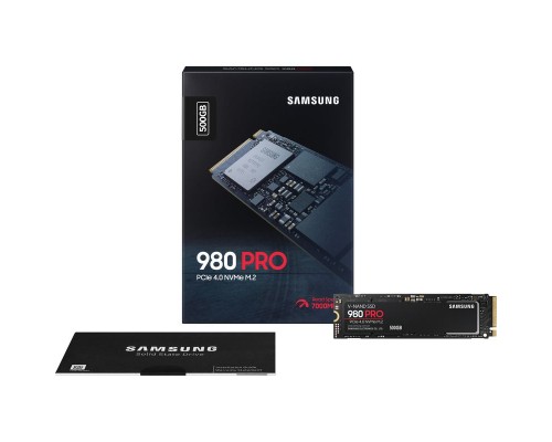 Жесткий диск SSD SAMSUNG 980 Pro 500Гб M.2 PCIe Gen4 NVMe 3D NAND Скорость записи 5000 Мб/сек. Скорость чтения 6900 Мб/сек. 2.38mm TBW 300 Тб MZ-V8P500BW