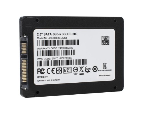 Жесткий диск SSD ADATA SU800 512Гб Наличие SATA 3.0 3D NAND Скорость записи 520 Мб/сек. Скорость чтения 560 Мб/сек. 2,5