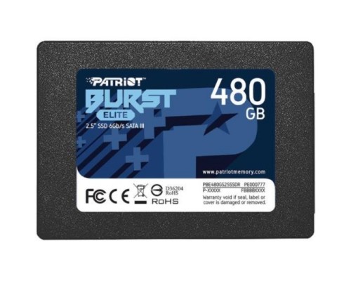 Жесткий диск SSD PATRIOT Burst Elite 480Гб Наличие SATA 3.0 3D NAND Скорость записи 320 Мб/сек. Скорость чтения 450 Мб/сек. 2,5