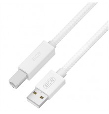 GCR Кабель Premium 1.0m USB 2.0, AM/BM, белый нейлон 28/24 AWG, экран, армированный, морозостойкий                                                                                                                                                        