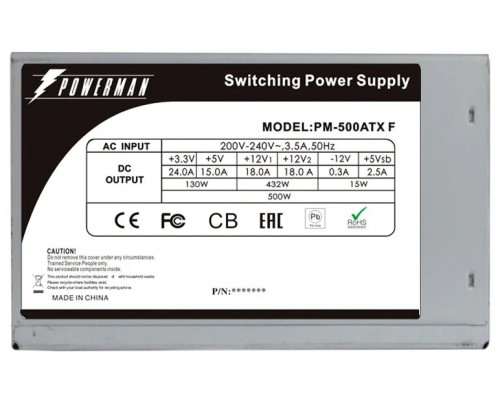 Блок питания Powerman Power Supply  500W  PM-500ATX-F (carton box)