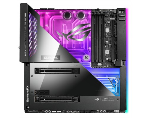 Материнская плата ASUS ROG MAXIMUS Z690 EXTREME GLACIAL,  LGA1700, Z690, 4*DDR5 , SLI+CrossFireX, SATA3 + RAID, Audio, LAN*2 (2,5 + 10 GB), USB 3.2*16, USB 2.0*6, ATX ; 90MB1A60-M0EAY0