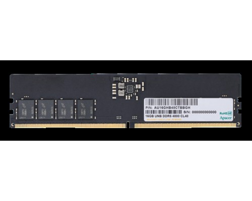 Оперативная память Apacer  DDR5  16GB  4800MHz DIMM (PC5-38400) CL40 1.1V (Retail) 2048*8 (AU16GHB48CTBBGH/FL.16G2A.PTH)