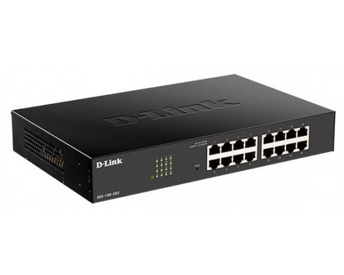 Коммутатор D-Link DGS-1100-16V2/A12, L2 Smart Switch with 16 10/100/1000Base-T ports8K Mac address, 802.3x Flow Control, 802.3ad Link Aggregation, Port Mirroring, 128 of 802.1Q VLAN, VID range