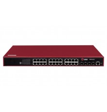 Управляемый коммутатор уровня L2+ с поддержкой PoE 802.3af/at, 24 порта 10/100/1000BASE-T PoE, 4 порта 100/1000BASE-X SFP, 4K VLAN, 16K MAC адресов, консольный порт, встроенный БП разъем питания на за                                                  