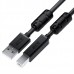 GCR Кабель PROF 1.5m USB 2.0, AM/BM, черный, ферритовые кольца, 28/24 AWG, экран, армированный, морозостойкий
