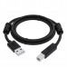 GCR Кабель PROF 1.5m USB 2.0, AM/BM, черный, ферритовые кольца, 28/24 AWG, экран, армированный, морозостойкий