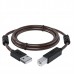 GCR Кабель PROF 2.0m USB 2.0, AM/BM, черно-прозрачный, ферритовые кольца, 28/24 AWG, экран, армированный, морозостойкий