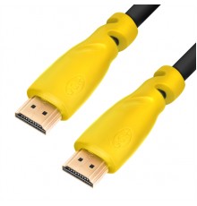 GCR Кабель 1.5m HDMI 1.4, желтые коннекторы, 30/30 AWG, позолоченные контакты, FullHD, Ethernet 10.2 Гбит/с, 3D, 4K, экран                                                                                                                                