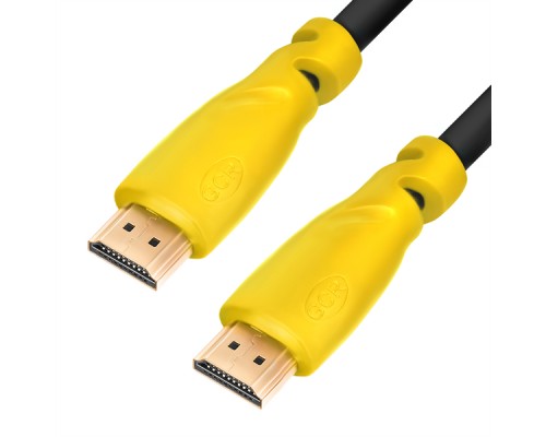GCR Кабель 1.5m HDMI 1.4, желтые коннекторы, 30/30 AWG, позолоченные контакты, FullHD, Ethernet 10.2 Гбит/с, 3D, 4K, экран