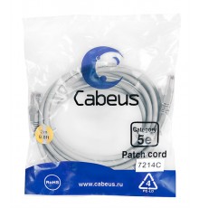 Патчкорд Cabeus PC-UTP-RJ45-Cat.5e-3m  U/UTP, категория 5е, 2xRJ45/8p8c, неэкранированный, серый, PVC, 3м                                                                                                                                                 