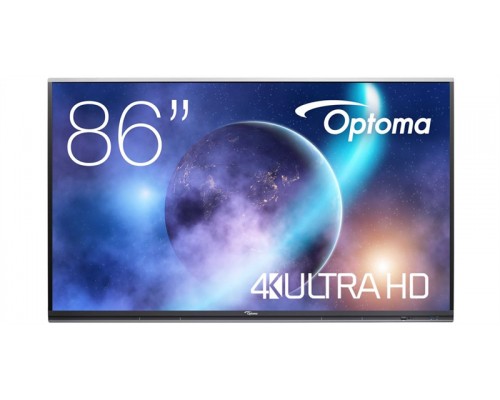 Интерактивная доска 86' Optoma 5862RK NTERACTIVE, UHD 4K, 3840x2160, 420cd, 1200:1, IN: 3xHDMI, VGA, S/PDIF, 4xUSB3.0, USB2.0, RS232, 2xRJ45, USB-C, 2xUSB Touchport, OUT: HDMI,  Android 9.0, 4GB, 32GB, Speakers 2x20V