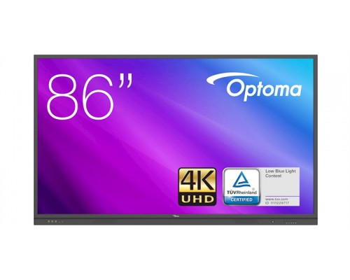 Интерактивная доска 86' Optoma 3861RK NTERACTIVE, UHD 4K, 3840x2160, 370cd, 1200:1, 8ms, 178/178, IN: 3xHDMI, VGA, DP, 4xUSB2.0, USB3.0, RJ45, OUT: HDMI, S/PDIF, RG45, Android 8.0, 3GB, 16GB, Speakers 2x15V