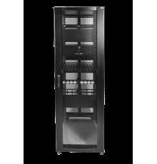 Шкаф серверный ПРОФ напольный 42U (600x1000) дверь перфор., задние двойные перфор., черный, в сборе                                                                                                                                                       