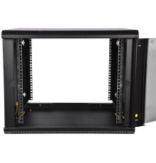 Шкаф телекоммуникационный настенный разборный ЭКОНОМ 9U (600х650) дверь стекло, цвет черный                                                                                                                                                               