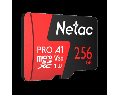 Носитель информации Netac P500 Extreme Pro MicroSDXC 256GB V30/A1/C10 up to 100MB/s, retail pack card only