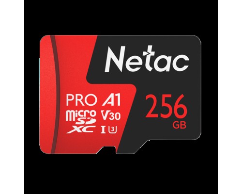 Носитель информации Netac P500 Extreme Pro MicroSDXC 256GB V30/A1/C10 up to 100MB/s, retail pack card only