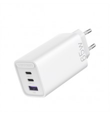 Зарядное устройство Vention 3-port USB(C+C+A) GaN Charger(65W/30W/30W) EU-Plug White                                                                                                                                                                      