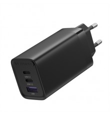 Зарядное устройство Vention 3-port USB(C+C+A) GaN Charger(65W/30W/30W) EU-Plug Black                                                                                                                                                                      