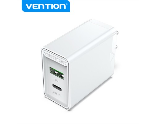Зарядное устройство Vention 2-port USB(A+C) Wall Charger (18W/20W) EU-Plug White