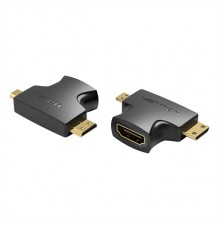 Переходник Vention 2 in 1 Mini HDMI and Micro HDMI Male to HDMI Female Adapter Black                                                                                                                                                                      