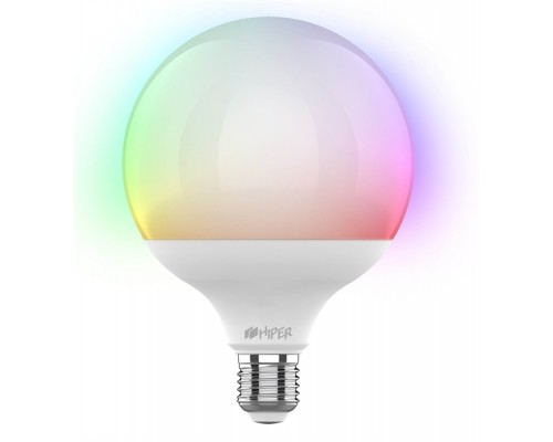 HIPER Smart LED bulb IoT LED R2 RGB/Умная LED лампочка/Wi-Fi/Е27/Globe G125/Регулируемая яркость и цвет/14Вт/2700К-6500К/1200 лм/IoT LED R2 RGB