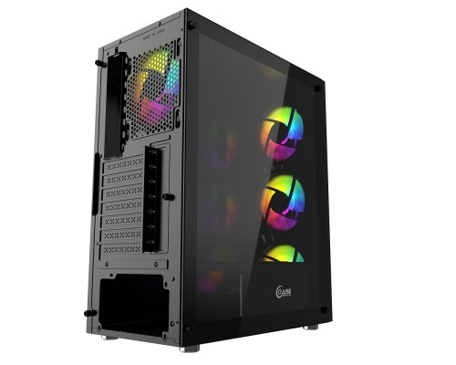 Корпус Powercase CMIPB-L4 Корпус Mistral P4B, Tempered Glass, 4x 120mm 5-color fan, чёрный, ATX  (CMIPB-L4)