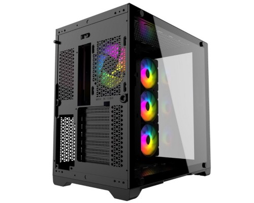 Корпус Powercase Vision Black, Tempered Glass, 4х 120mm 5-color fan, чёрный, ATX  (CVBA-L4)