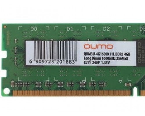 Модуль памяти QUMO DDR3 DIMM 4GB (PC3-12800) 1600MHz QUM3U-4G1600K11L 1.35V