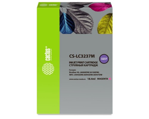Картридж струйный Cactus CS-LC3237M пурпурный (18.4мл) для Brother HL-J6000DW/J6100DW