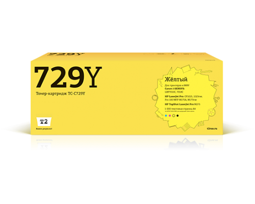 T2 Cartridge 729 Картридж (TC-C729Y)  для Canon i-SENSYS LBP7010C/HP LJ Pro CP1025 (1000 стр.) Желтый, с чипом