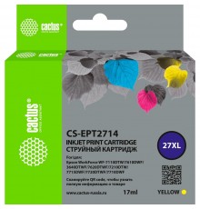 Картридж струйный Cactus CS-EPT2714 27XL желтый (17мл) для Epson WorkForce WF-3620/3640/7110/7210                                                                                                                                                         