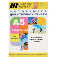 Hi-Black A20154 Фотобумага суперглянец односторонняя (HI-image paper) A5 (148х210) 240 г/м 50л  PH240-A5-50                                                                                                                                               