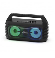 RITMIX SP-610B black AUX, USB, microSD (MP3, WAV, WMA, APE), RGB-подсветка, эквалайзер, дисплей: LED, возможность, микрофонный вход Jack 6,3 мм, 2000 мАч, microUSB DC 5В 1A, 38*23*16 см, пластик, чер                                                   