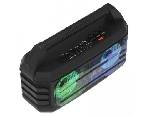 RITMIX SP-610B black AUX, USB, microSD (MP3, WAV, WMA, APE), RGB-подсветка, эквалайзер, дисплей: LED, возможность, микрофонный вход Jack 6,3 мм, 2000 мАч, microUSB DC 5В 1A, 38*23*16 см, пластик, чер