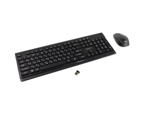 Клавиатура + мышь Gembird KBS-7200 Беспроводной комплект, черный, 2.4ГГц/10м, 1600 DPI,  мини-приемник- USB, Chocolate дизайн